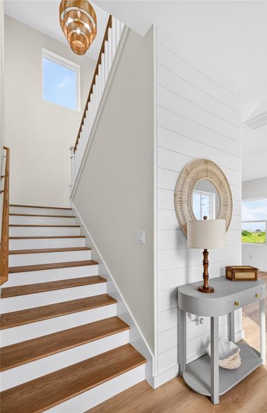 Beautiful custom red oak stairway.