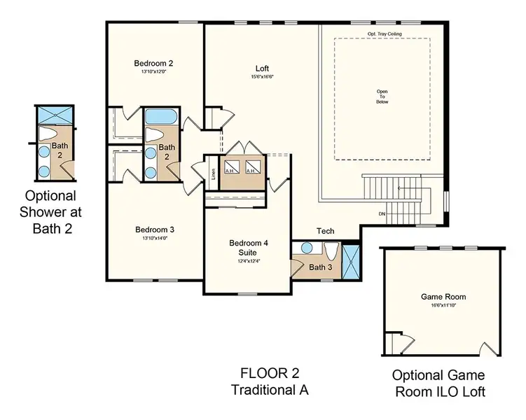 2D floor plan layout of this home in Esplanade at McKinnon Groves, Winter Garden, FL (Image 4).