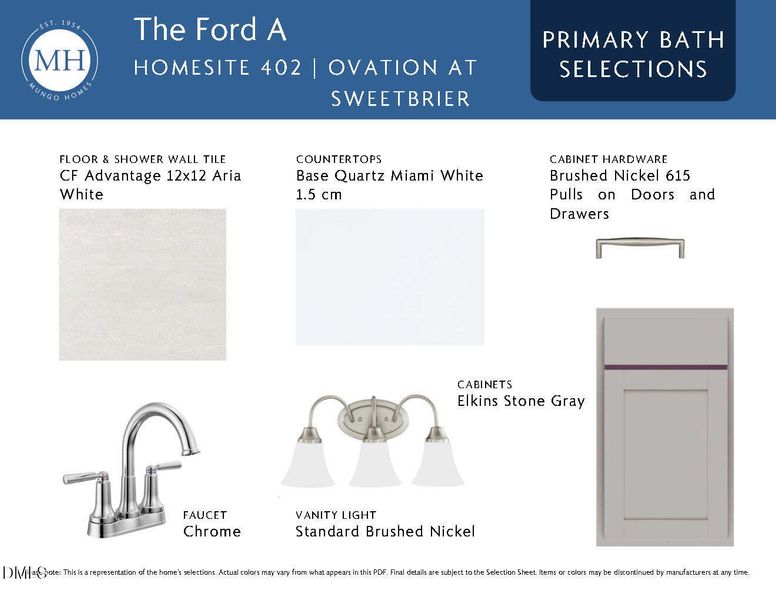 Primary Bath Selections Primary Bath Selections