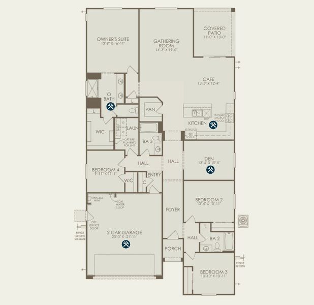 2D floor plan layout for the Cantania by Pulte Homes in Alamar, Tolleson, AZ (Image 3).