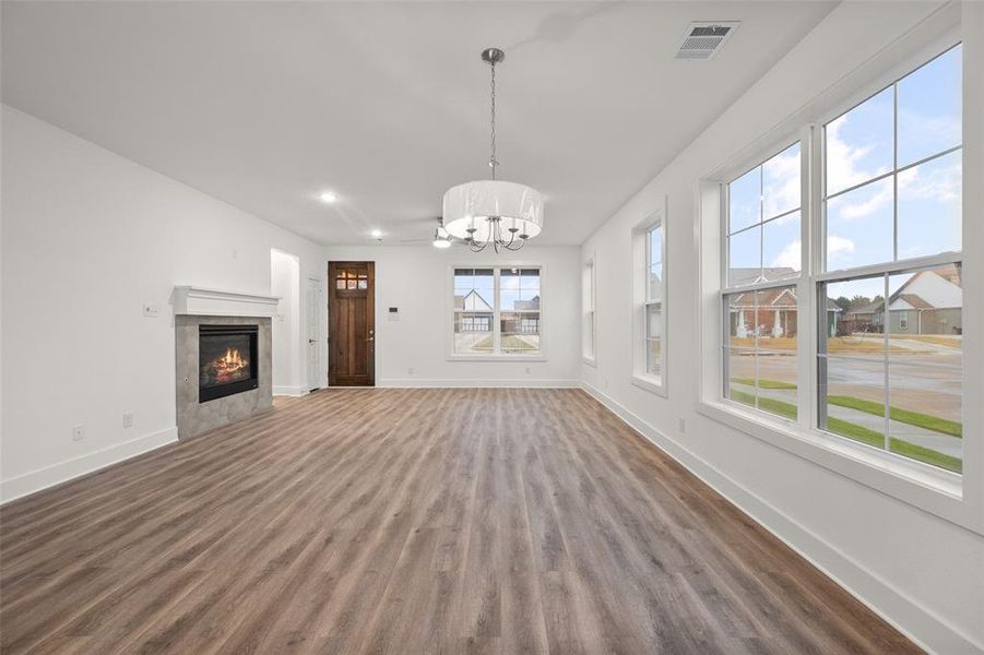 Living room with fireplace