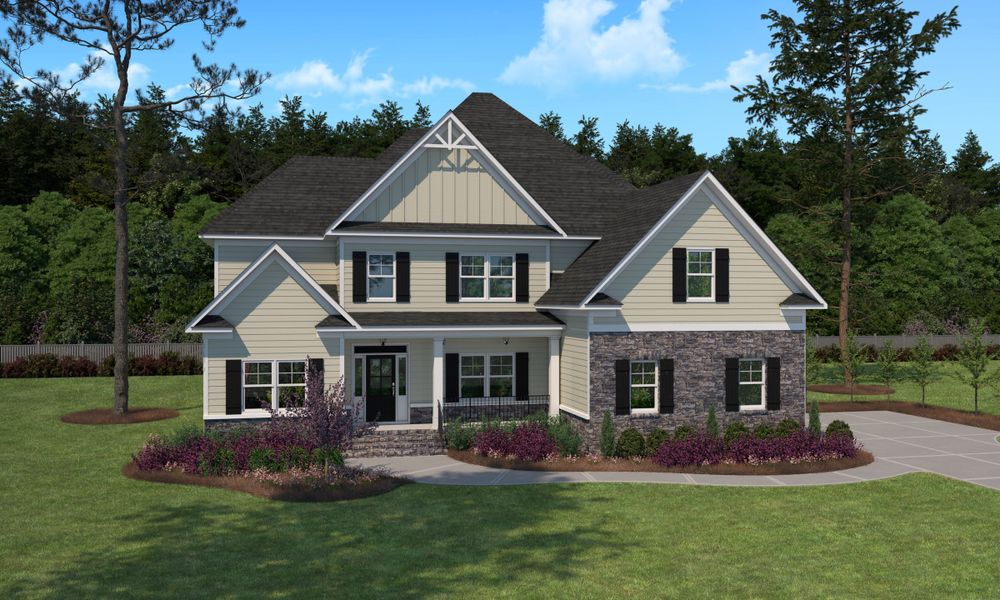 Representative exterior photo of a completed home built from the Berkeley by Hurricane Builders in Mount Vintage, North Augusta, SC (Image 28).