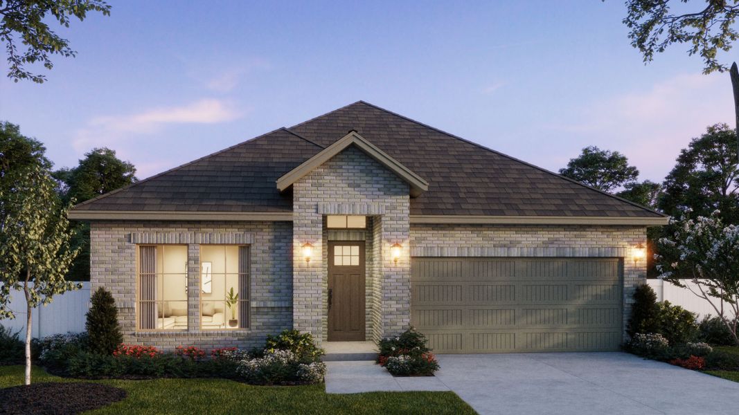 Representative exterior photo of a completed home built from the Brice II by Normandy Homes in Painted Tree - Woodland West, McKinney, TX (Image 2). Representative exterior photo of a completed home built from the Brice II by Normandy Homes in Painted Tree - Woodland West, McKinney, TX (Image 2).