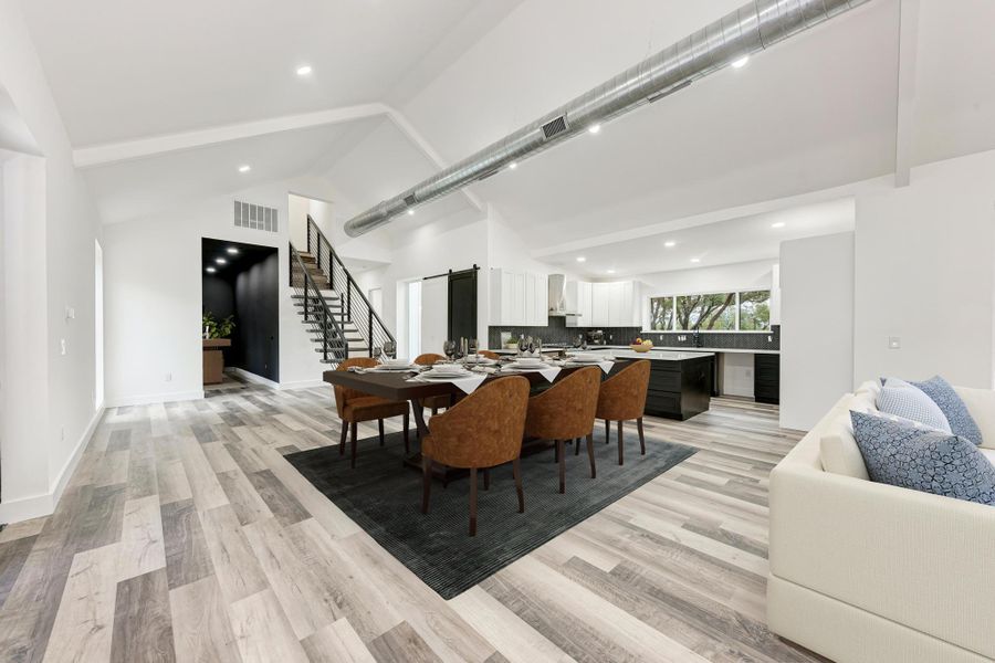 Virtually staged dining room area