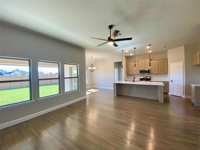 Awesome birds eye view from the stairs of the great room Awesome birds eye view from the stairs of the great room