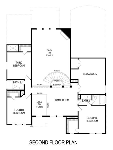 2D floor plan layout for the Remington 2FS (w/Media) by First Texas Homes in Hidden Lakes Estates, DeSoto, TX (Image 4). 2D floor plan layout for the Remington 2FS (w/Media) by First Texas Homes in Hidden Lakes Estates, DeSoto, TX (Image 4).