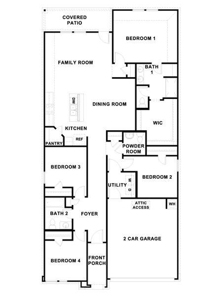 2D floor plan layout for the The Harris by D.R. Horton in Trails at Wildhorse, Austin, TX (Image 3).