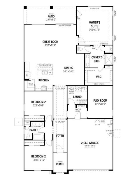 2D floor plan layout for the Celeste by Mattamy Homes in White Tank Vistas, Waddell, AZ (Image 3).