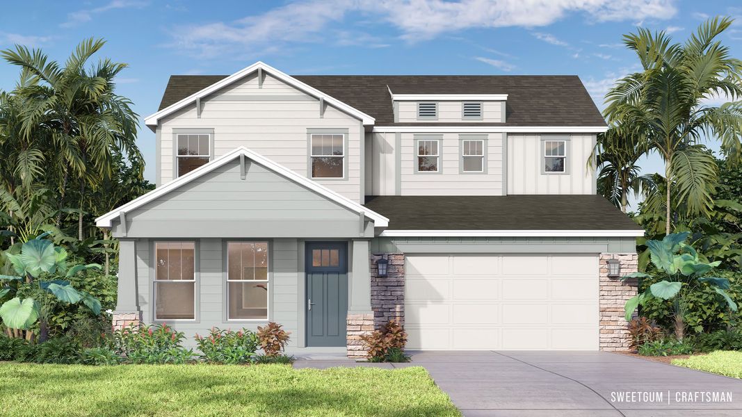 Representative exterior photo of a completed home built from the Sweetgum by DRB Homes in Lakeside at Satilla, St. Cloud, FL (Image 23).