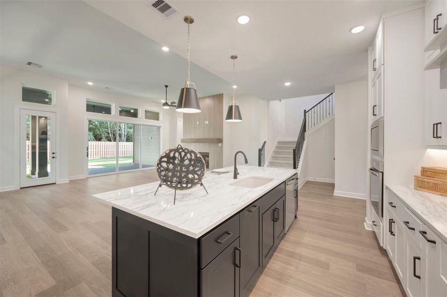 View from Kitchen towards Living, Dining and Outdoor Living area!