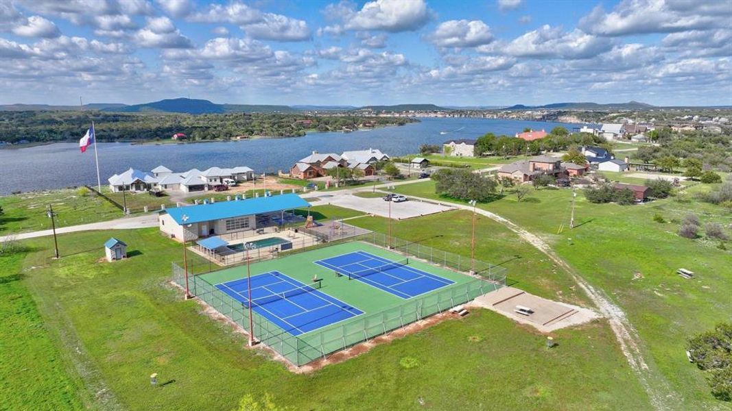 Drone / aerial view of a water and mountain view