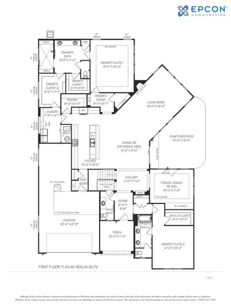 2D floor plan layout for the Provenance by Epcon Communities in The Courtyards at Lake Davidson, Mooresville, NC (Image 6). 2D floor plan layout for the Provenance by Epcon Communities in The Courtyards at Lake Davidson, Mooresville, NC (Image 6).