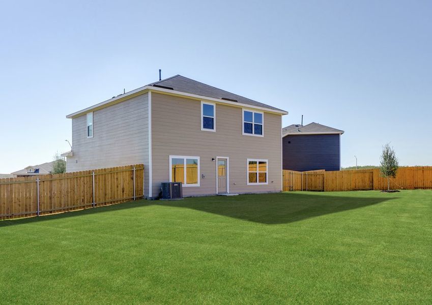 The back yard of the Driftwood is fully fenced-in.