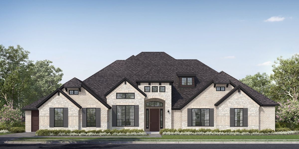 Front exterior of a new home in Heritage, McLendon-Chisholm, TX, highlighting curb appeal (Image 19).