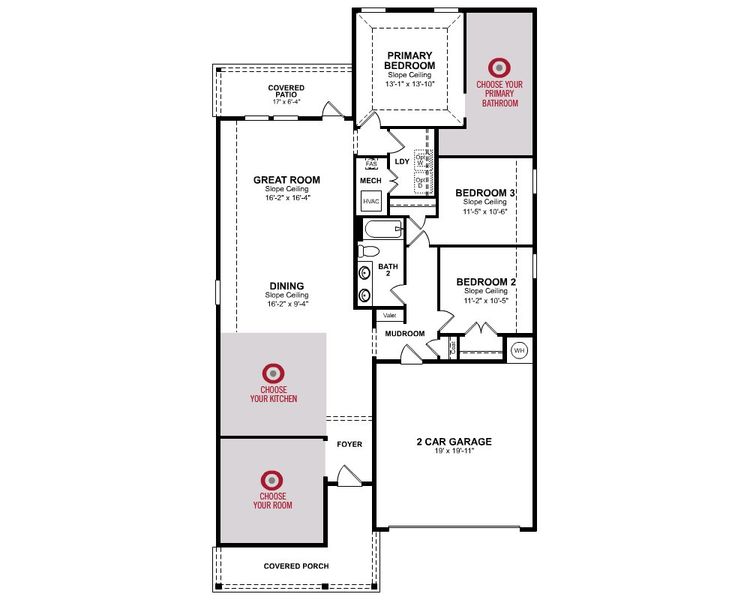 2D floor plan layout for the Carson by Beazer Homes in Goodland: Overlook 60', Midlothian, TX (Image 3).
