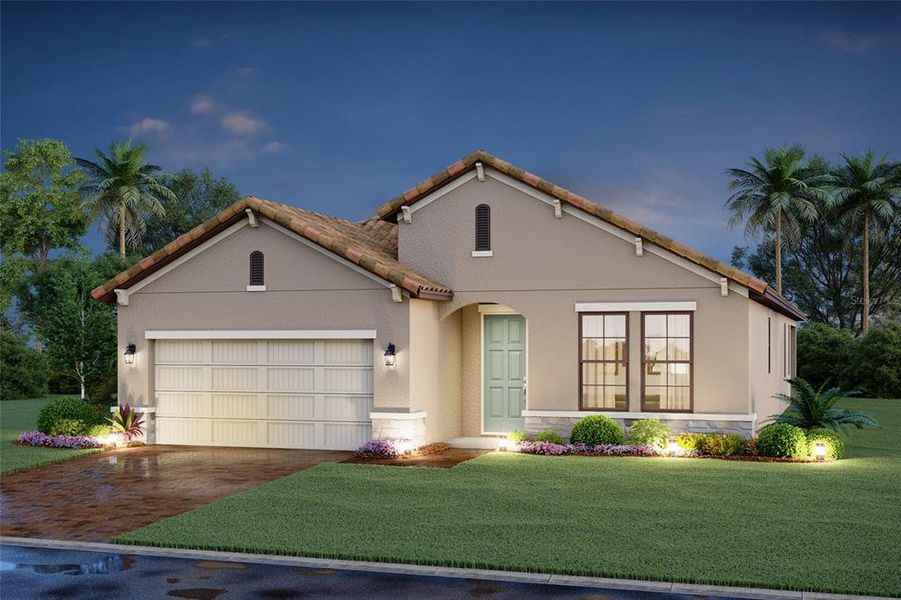 Front exterior of a new home in Sweetwater at Lakewood Ranch, Lakewood Ranch, FL, highlighting curb appeal (Image 1).