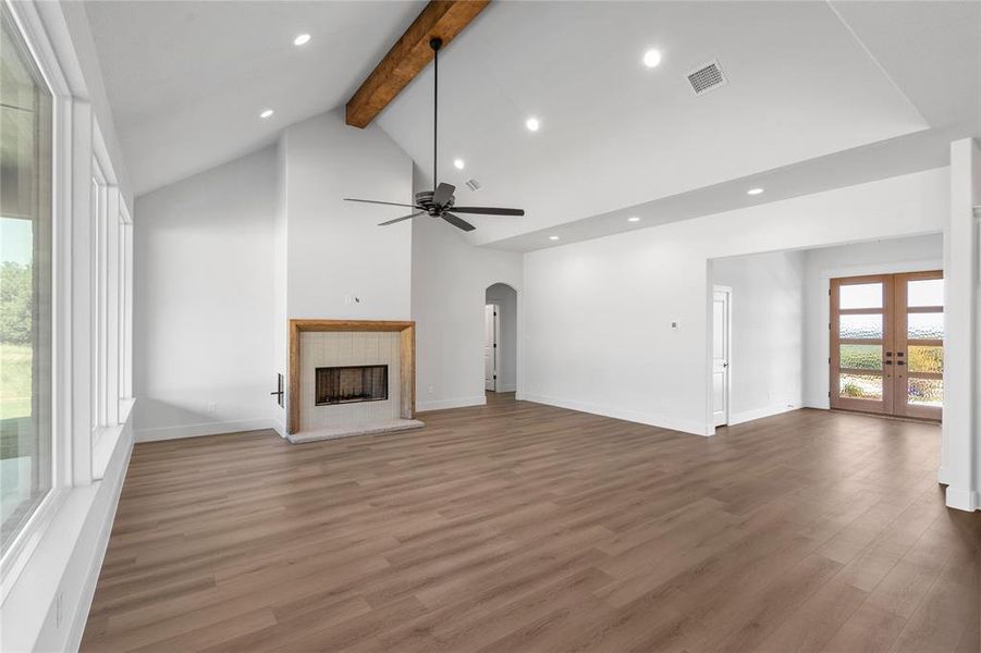 Light flows seamlessly throughout the main living area.