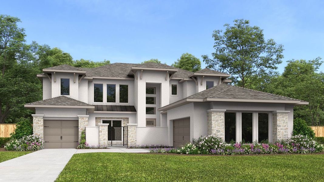 Representative exterior photo of a completed home built from the 4428S by Perry Homes in Sienna, Missouri City, TX (Image 15).