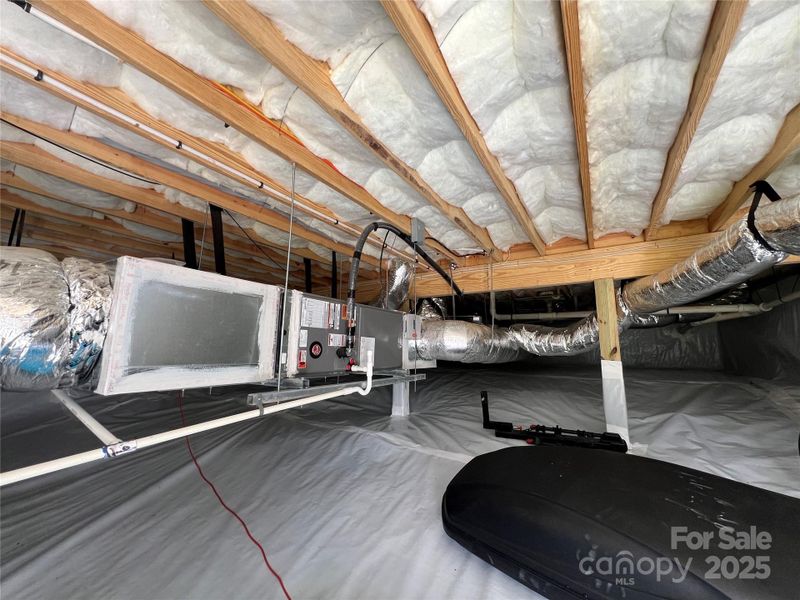 Pristine crawlspace has been recently encapsulated.