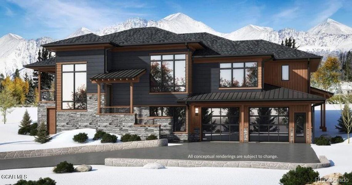 Front exterior of a new home in , Granby, CO, highlighting curb appeal (Image 1). Front exterior of a new home in , Granby, CO, highlighting curb appeal (Image 1).