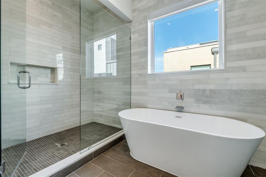 Primary tub and shower Primary tub and shower