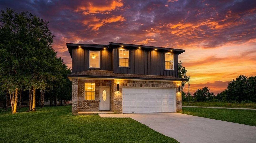 Front exterior of a new home in , Cleveland, TX, highlighting curb appeal (Image 1). Front exterior of a new home in , Cleveland, TX, highlighting curb appeal (Image 1).