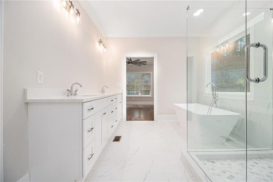 Furnished interior view inside a new home in , White (Image 10).