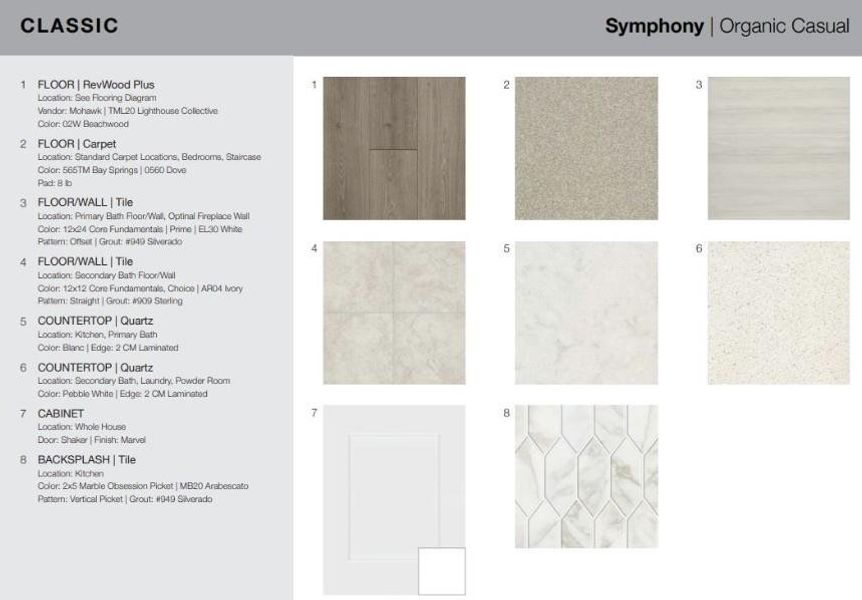 Design Selections.  Home is under construction and selections are subject to change.