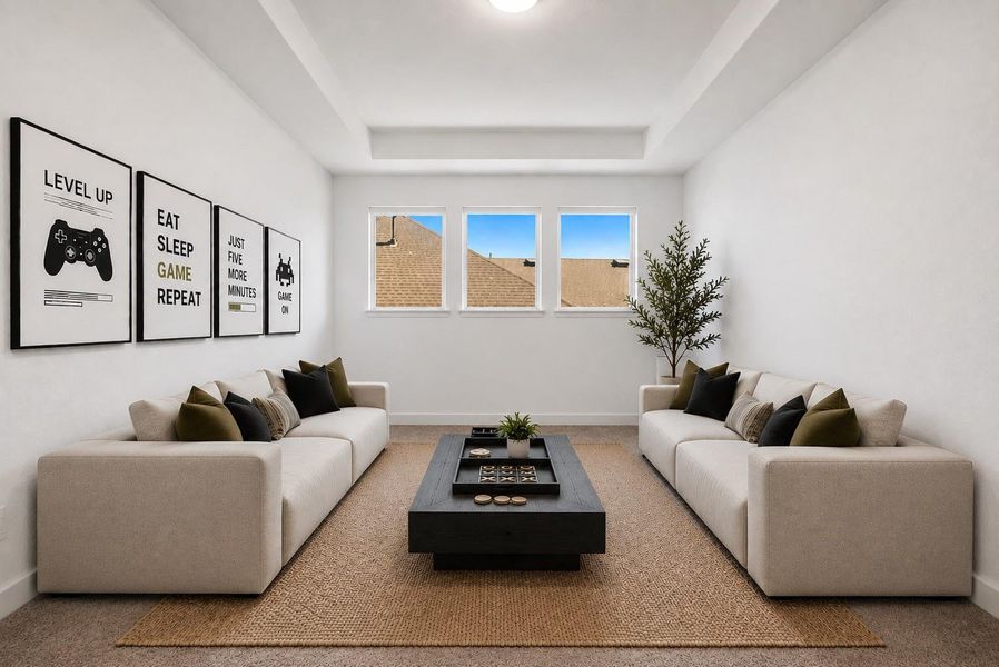 This versatile space is ready to transform! Whether you envision a media room, kids playroom, a cozy library, or something entirely your own—this room adapts to fit your lifestyle. *This photo has been virtually staged.