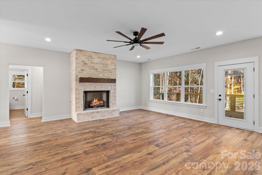 Gorgeous Brick Fireplace with Gas Logs Gorgeous Brick Fireplace with Gas Logs