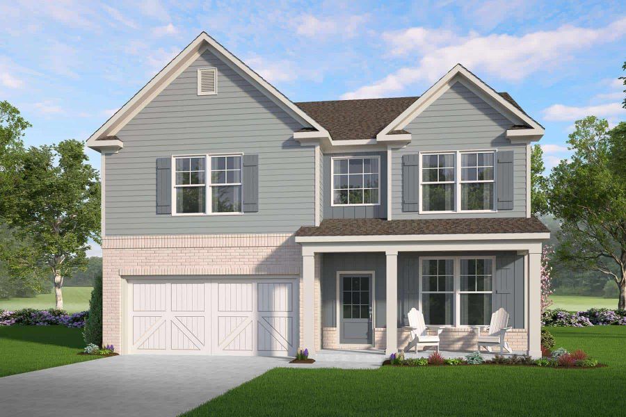 Front exterior of a new home in Highland Park, Stonecrest, GA, highlighting curb appeal (Image 1). Front exterior of a new home in Highland Park, Stonecrest, GA, highlighting curb appeal (Image 1).
