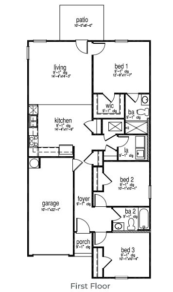 2D floor plan layout for the Sullivan by D.R. Horton in Rice Hope, Port Wentworth, GA (Image 3).