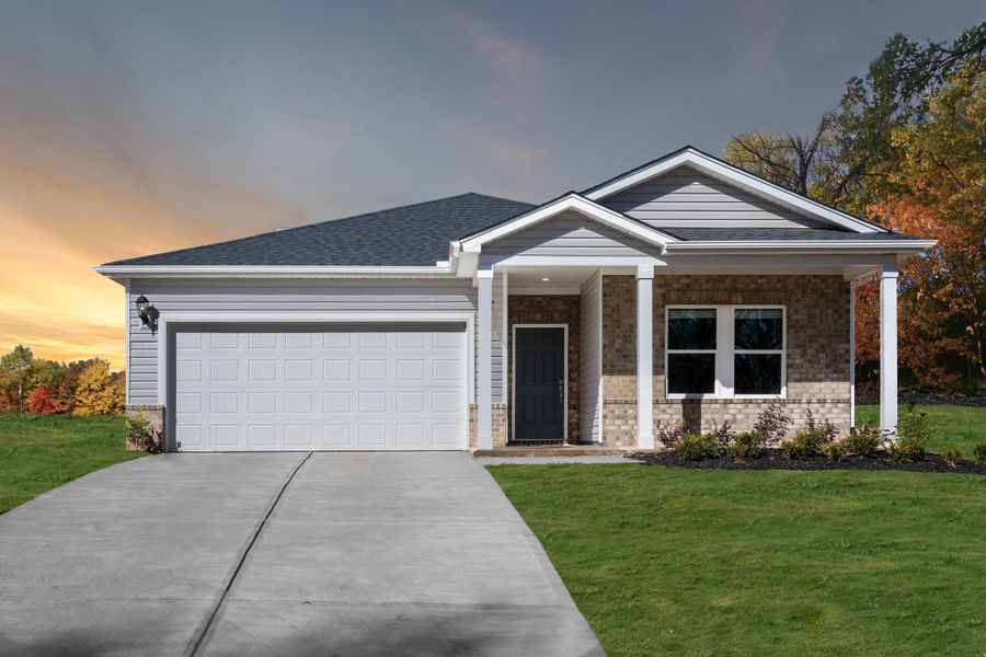 Representative exterior photo of a completed home built from the Newport by Meritage Homes in Riverwood Farm, Piedmont, SC (Image 2).