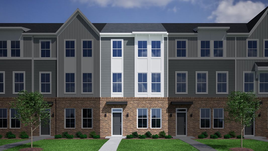 Representative exterior photo of a completed home built from the Daphne 3-Story 2-Car Garage - Vanguard Collection by Mungo Homes in Avenue One, Castle Hayne, NC (Image 10). Representative exterior photo of a completed home built from the Daphne 3-Story 2-Car Garage - Vanguard Collection by Mungo Homes in Avenue One, Castle Hayne, NC (Image 10).