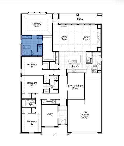2D floor plan layout for the Birchwood by Highland Homes in Mantua Point, Van Alstyne, TX (Image 5).