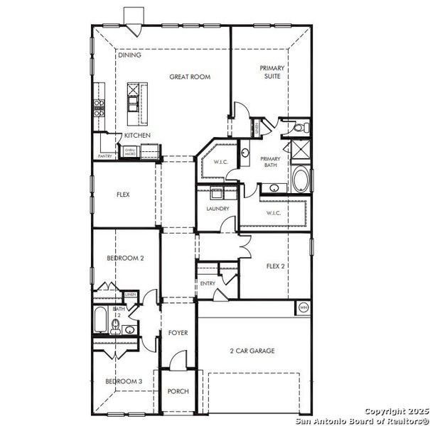 2D floor plan layout of this home in Estancia Ranch - Classic Series, San Antonio, TX (Image 2).