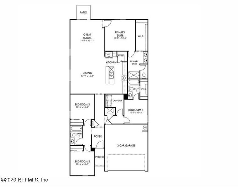 2D floor plan layout of this home in Kings Preserve, Jacksonville, FL (Image 3).