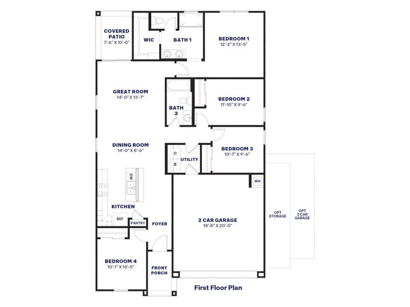 2D floor plan layout of this home in Copper Falls, Buckeye, AZ (Image 4).