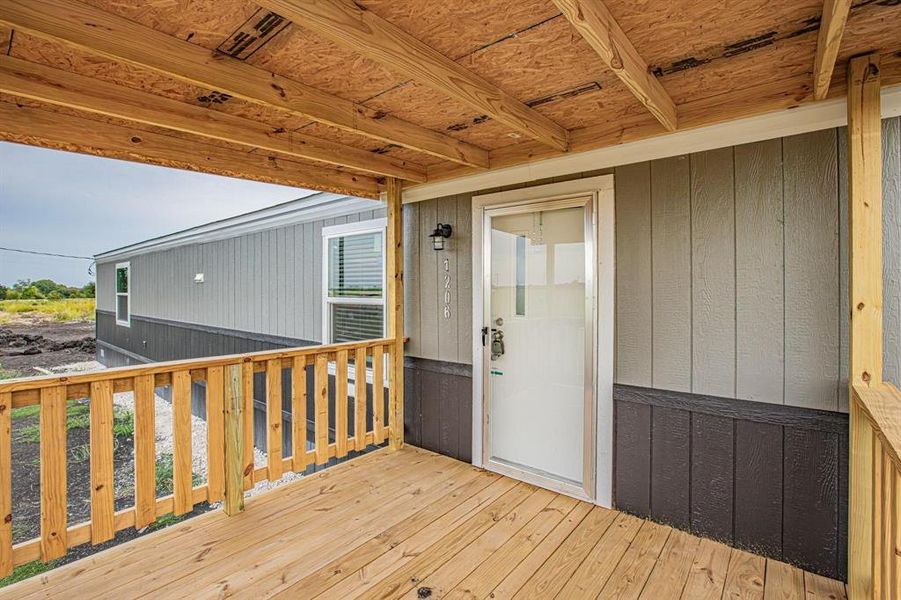 View of covered deck