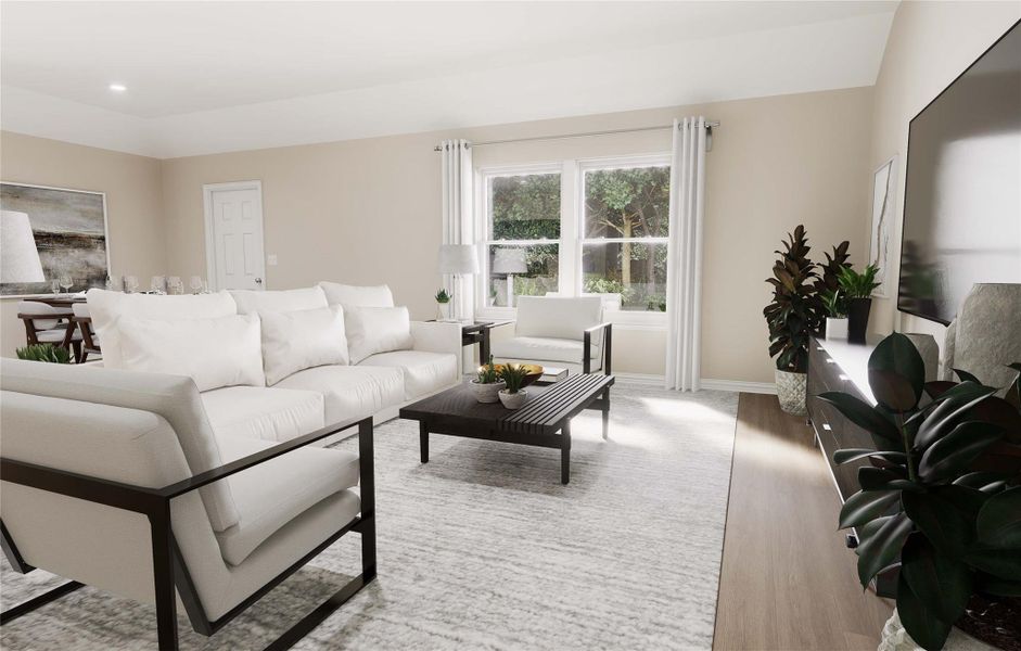 Living room with wood finished floors and baseboards Living room with wood finished floors and baseboards