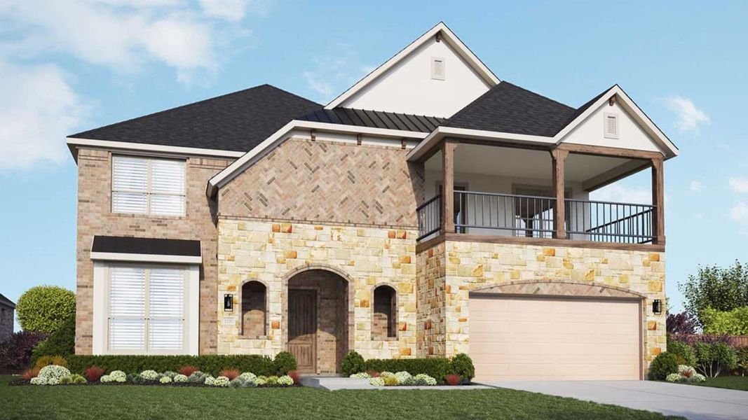 Representative exterior photo of a completed home built from the Stanford by DRB Homes in Lakeshore Bluffs, Shady Shores, TX (Image 5).
