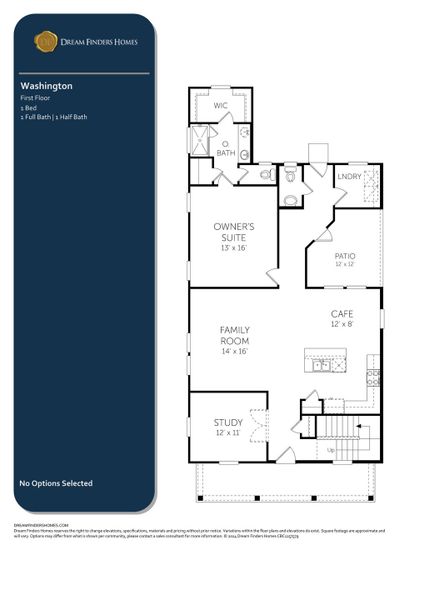 2D floor plan layout for the Washington by Coventry Homes in Castlewood, Taylor, TX (Image 3).