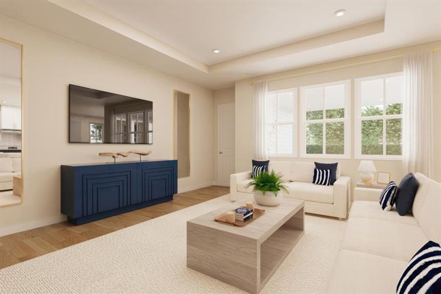 Representative furnished interior of a home built from the Glenmore by Ryan Homes in Laurel Preserve, Kingsland (Image 3). Representative furnished interior of a home built from the Glenmore by Ryan Homes in Laurel Preserve, Kingsland (Image 3).
