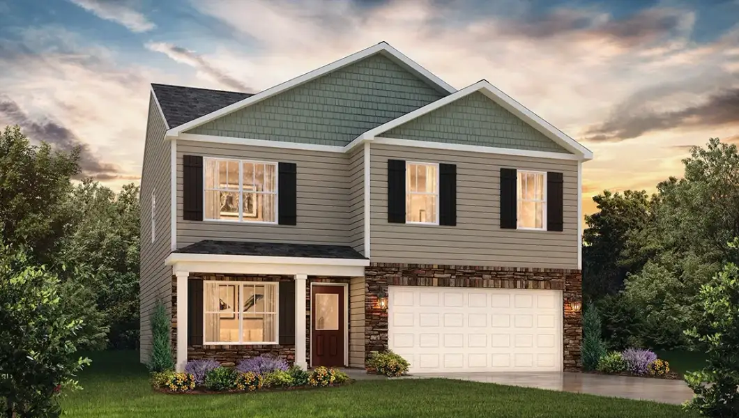 Representative exterior photo of a completed home built from the Belhaven by D.R. Horton in Lily Grove, Piedmont, SC (Image 23).