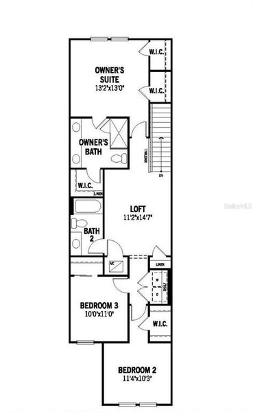2D floor plan layout of this home in Bloomingdale Townes, Brandon, FL (Image 3).