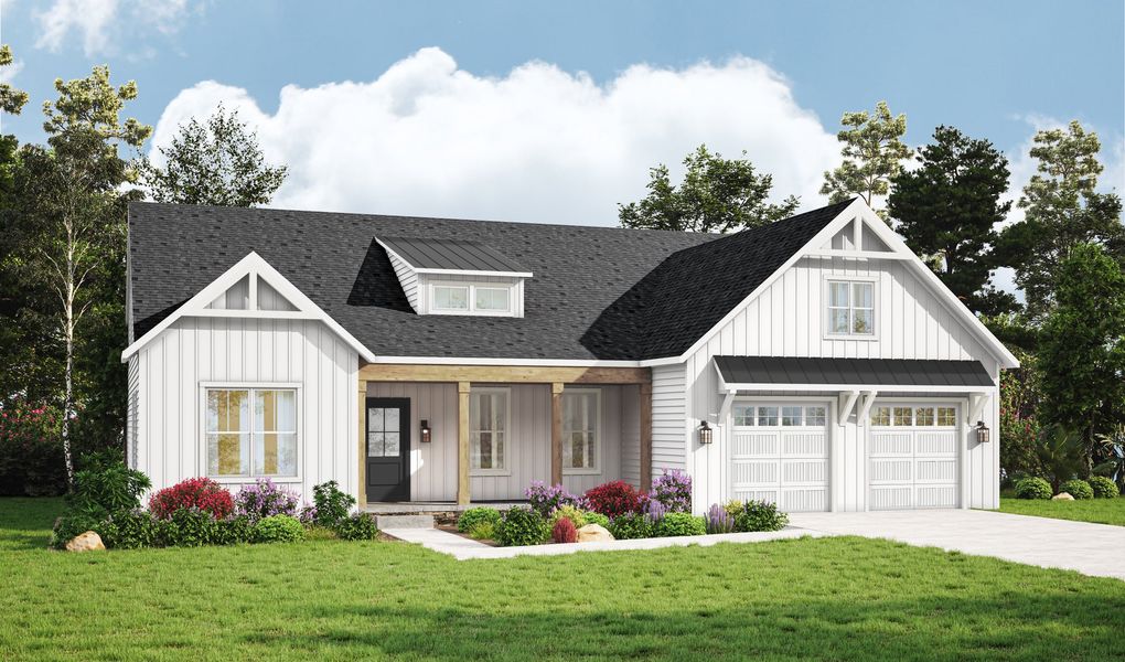 Representative exterior photo of a completed home built from the Charleston by Caruso Homes in Sauls Landing, Zebulon, NC (Image 18).