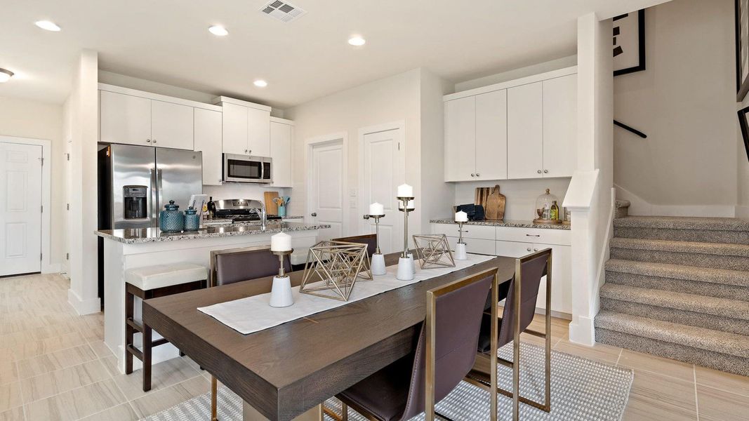 Furnished interior view inside a new home in Saddle Creek Twinhomes, Georgetown (Image 9). Furnished interior view inside a new home in Saddle Creek Twinhomes, Georgetown (Image 9).