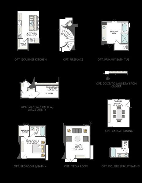 2D floor plan layout of this home in Park Collection At Wolf Ranch, Georgetown, TX (Image 6).