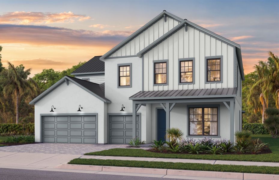 Front exterior of a new home in Amara, Lake Worth, FL, highlighting curb appeal (Image 2). Front exterior of a new home in Amara, Lake Worth, FL, highlighting curb appeal (Image 2).