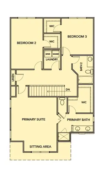 2D floor plan layout for the Seaside by Kerley Family Homes in Sawmill Creek, Austell, GA (Image 4).
